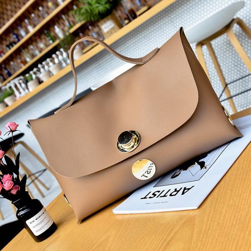 Large Metal Round Buckle Portable Generous Package Simple Large Capacity Handbag Ladies Large Tote