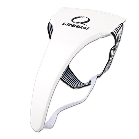 adult men sanda jockstrap MMA crotch protector guard TKD Karate Groin Guard groin Protector kick boxing cup protection: S / white female
