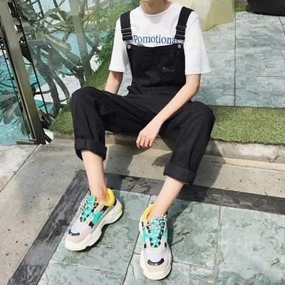 Hommes ample salopette pantalon hommes Hip Hop danse combinaison homme travail porter Baggy barboteuses Streetwear jarretelles pantalon D91301