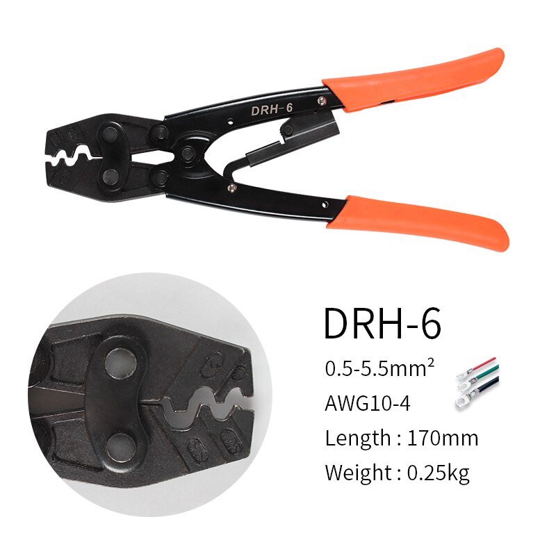 Pince à sertir japonaise HS-16, pince à sertir pour cosse de câble, pince à sertir à borne nue, outils manuels pour maillons de câbles non isolés: DRH-6