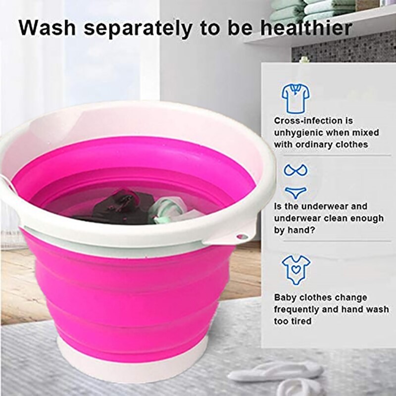 Falten-Badewanne Mini Waschmaschine Ultraschall Reinigung Tragbare Unterlegscheibe Usb Schlafsaal Mini Wäsche Maschine mit Klapp Fass