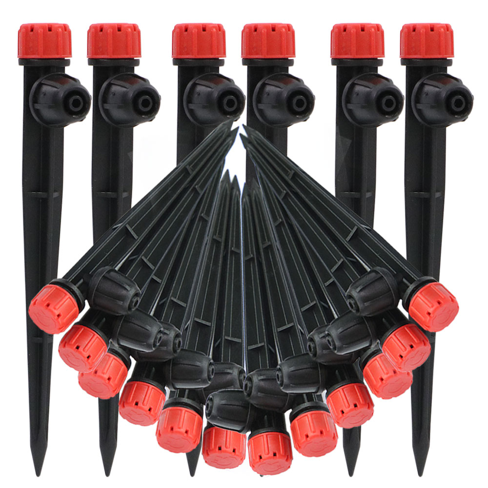 Trädgård 13cm mikro droppbevattningspridare 1/4 " slanglås 8- hål justerbar munstycke dropper för 4/7mm slangar krukväxtbevattning