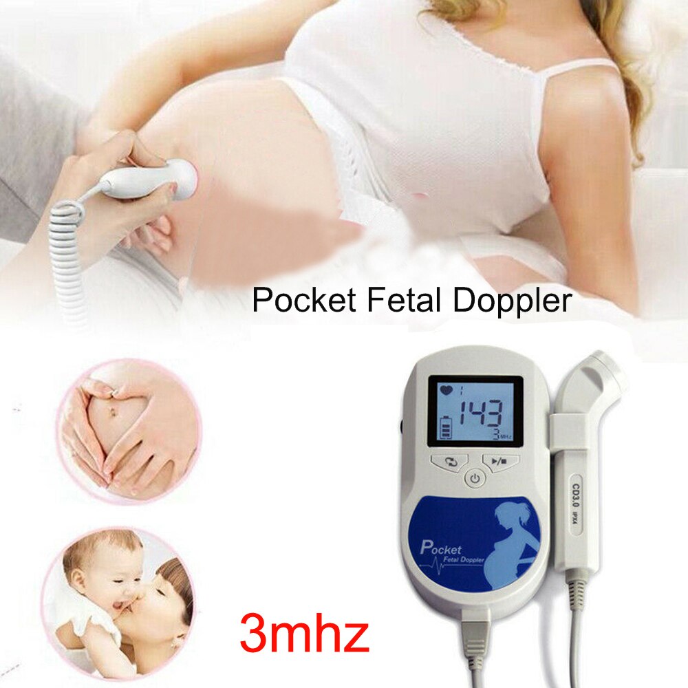 Doppler fœtal de poche 2MHZ 3MHZ 8MHZ, A B C, détecteur de battements de cœur pour bébé, moniteur de fréquence cardiaque à domicile pour femme enceinte: Baby Sound C 3M Blue