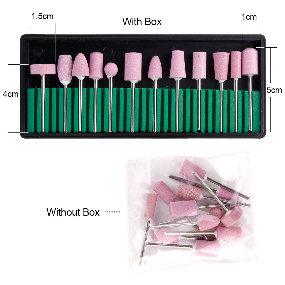 Juego de brocas para manicura, Set de 12 unidades de cabezales de pulido de uñas, limas para manicura y pedicura, en color rosa