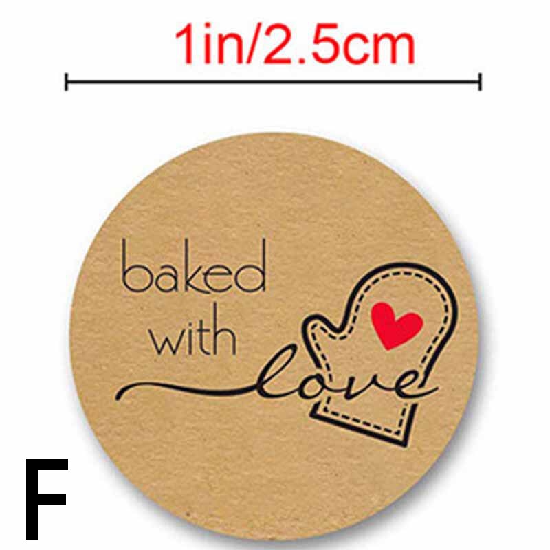 500Pcs/Roll Dia 1 Inch Ronde Craft Cookie Zakken Lijm Seal Sticker Envelop Label Dank U Met Liefde bakken Diy Label