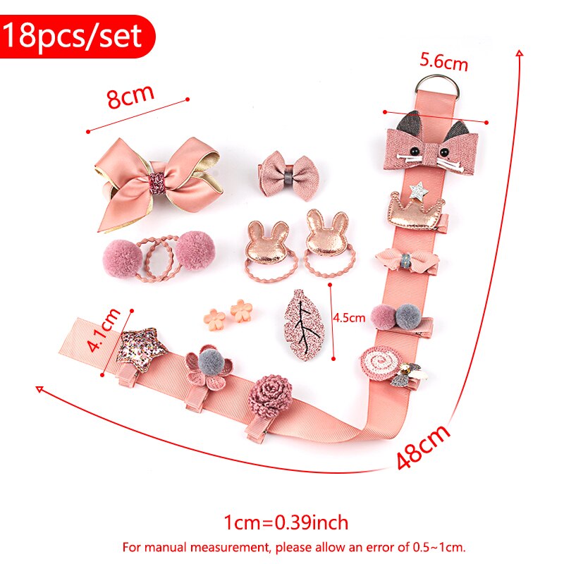 18 pz impostato di fermagli per capelli accessori per capelli carini ragazza cartone animato clip di capelli copricapo fiocco fiore animale tornante anello per capelli copricapo elastico