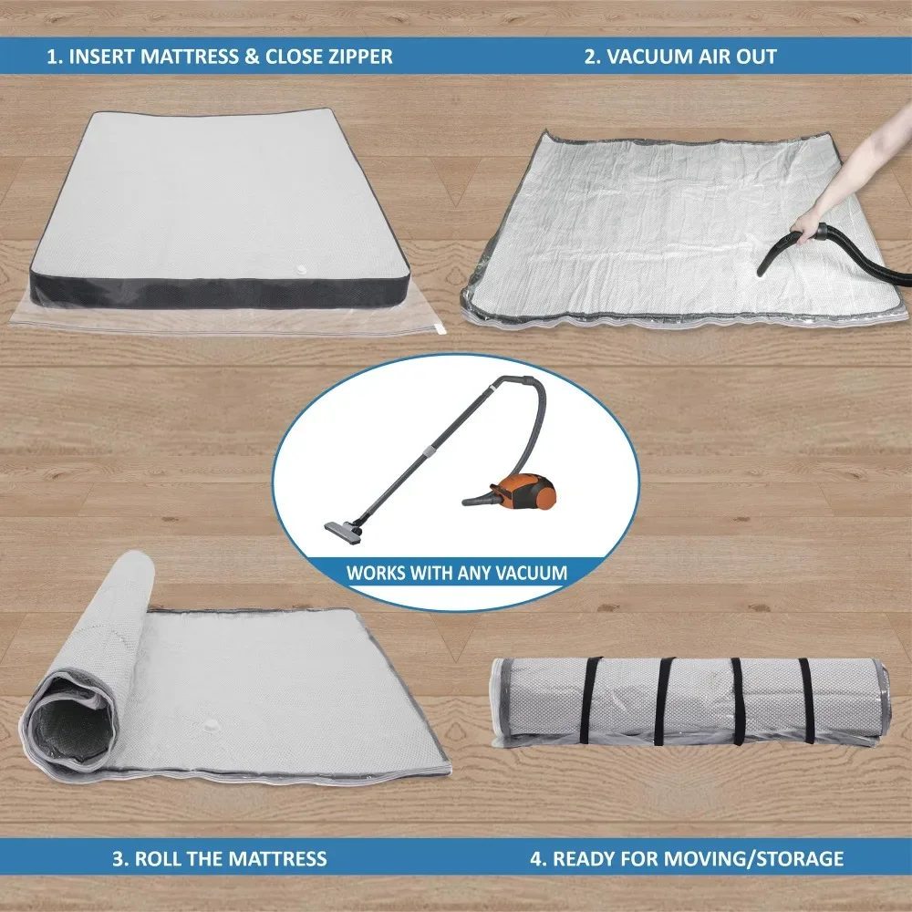 Saco de armazenamento a vácuo para colchão de armazenamento para mover - Saco de colchão com vedação a vácuo com alças para fácil movimentação, envio e armazenamento