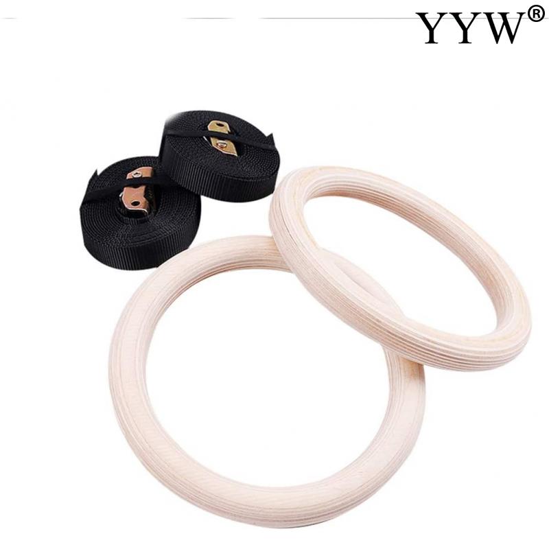 2 Home Indoor Pull Up Wood Gymnastic Ring 32/28mm Olympic Gym Rings For Home Gym Fitness for Muscle Building Ab Workout Strength
