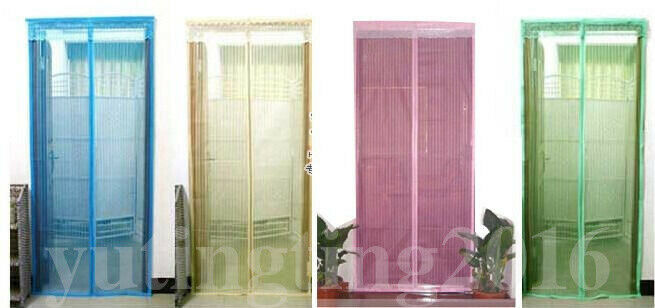 Høj denstiy lille mesh med dekoration blonder stærk magnetisk lukning anti myg solid farve stribe tyk dør gardin skærm