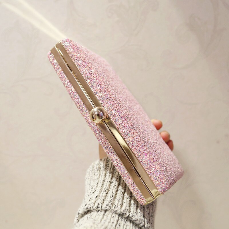 Avondtasje Clutch Bag Pink Party Vrouwen Dull Poolse Grey Purse Koppelingen Giltter Tassen Kleine Partij Handtas