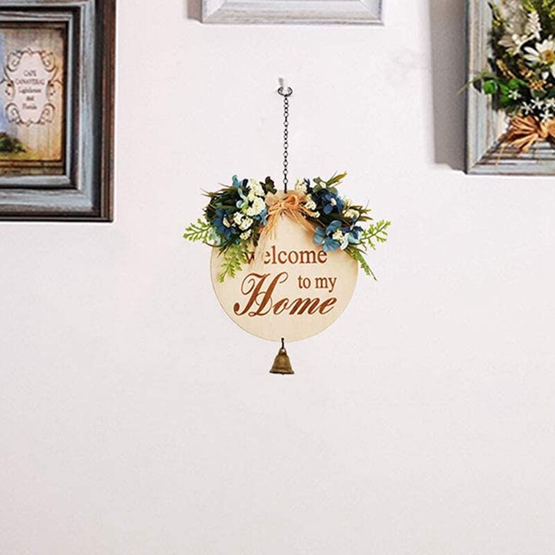 Welkom Teken Voor Voordeur Decor, Opknoping Teken Rustieke Houten Opknoping Teken Met Bel, outdoor Welkom Krans Voor Veranda, Een