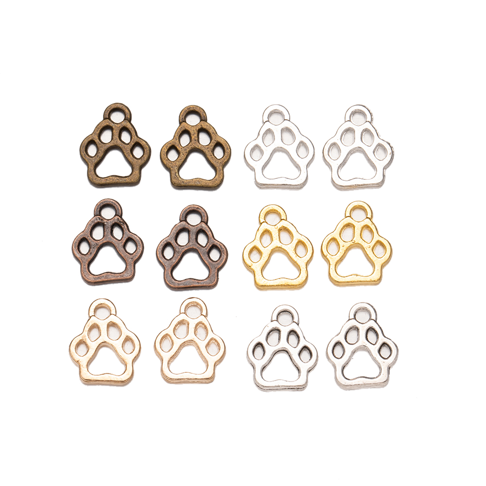 50 Stks/partij Dier Kat Hond Paw Print Holle Hanger Voor Diy Handgemaakte Armbanden Kettingen Sieraden Maken Accessoires Handwerk Bedels