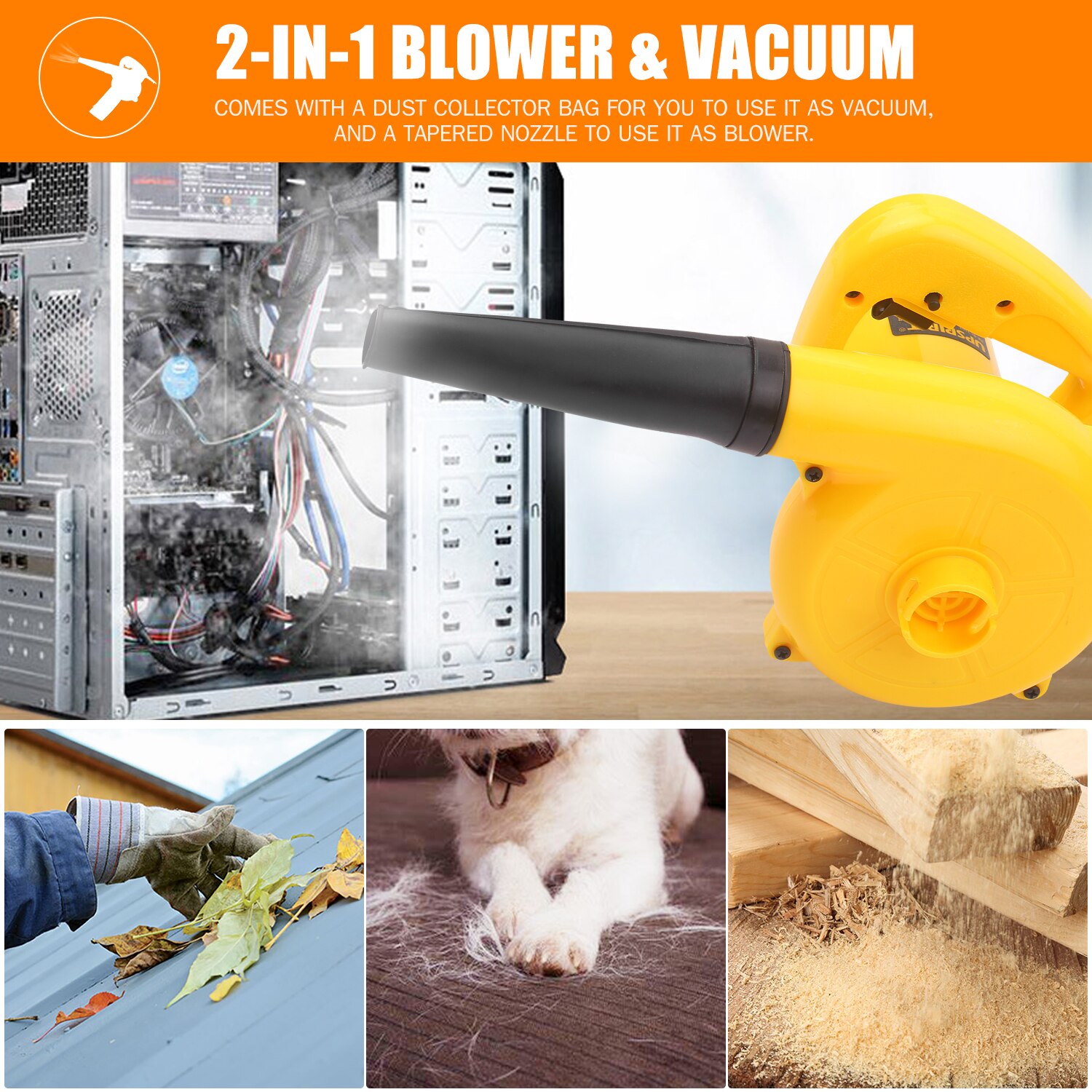 800W électrique souffleur de feuilles filaire Portable voiture aspirateur léger scie dépoussiéreur pour maison jardin Yard