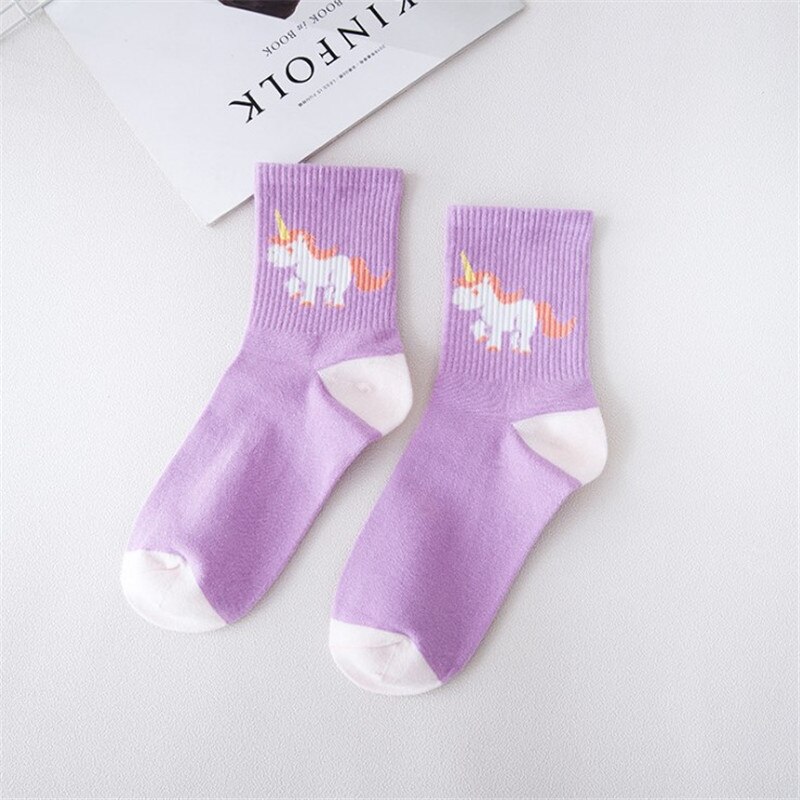 Herfst dames katoenen eenhoorn sokken cartoon dieren populaire grappige sokken kawaii cartoon eenhoorn patroon kunst vrolijke sokken meias: 4