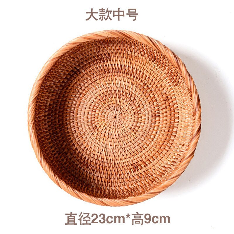 Cesta de mimbre para almacenamiento de frutas, pan, verduras, cestas de ratán Natural, cuencos redondos para llaves, mesa de cocina apilable, encimera de despensa