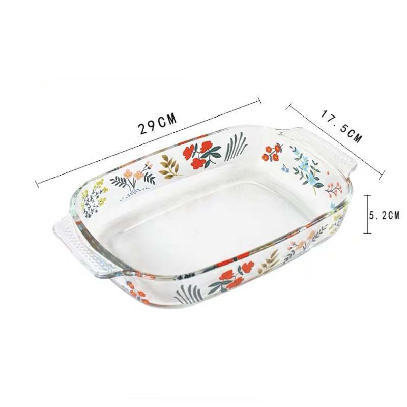 Assiette de cuisson en verre résistant à la chaleur, assiette à dîner ménagère, transparente, salade florale, bol à légumes, four, plat à Dessert, vaisselle: M