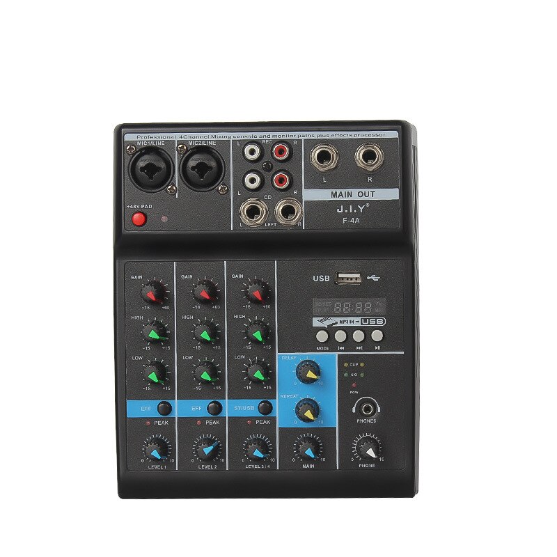 Professionele 4 Kanaals Bluetooth Mixer O Mengen Dj Console Met Reverb Effect Voor Thuis Karaoke Usb Live Stage Ktv