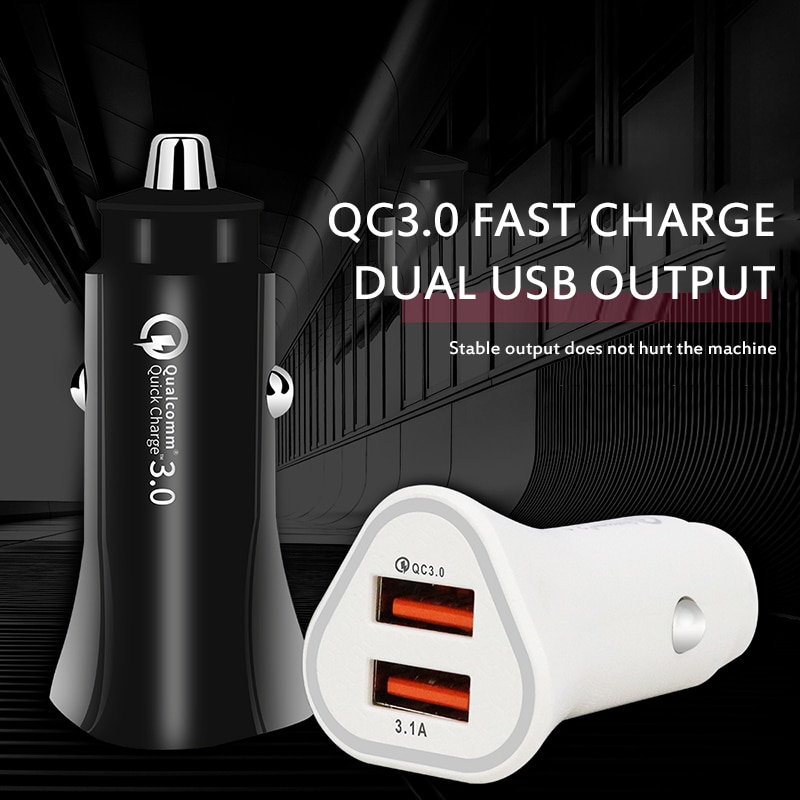Dual Usb Charger QC3.0 3.1A Display Licht 12V-24V 33W Autolader Een Voor Twee Auto telefoon Oplader Auto Opladen Sigarettenaansteker