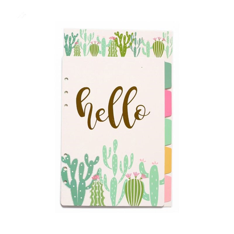 1Set A5 A6 Loose Leaf Notebook Divider 6 Hole Index Separator Diary Paper Planner Binders Students Staionery Supplies: C / A5