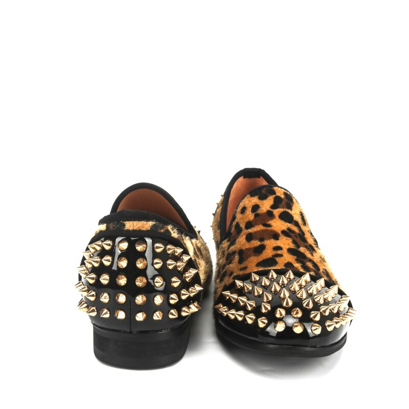 Xqwfh chaussures léopard pour hommes mocassins italiens respirants faits main pour fêtes et mariages