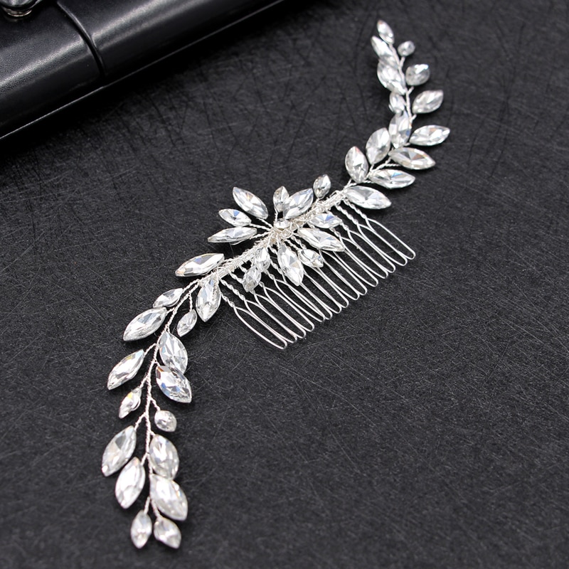 modisch silber farbe kristall braut kopfschmuck luxus strass braut haar kamm für frauen stirnband hochzeit haar schmuck