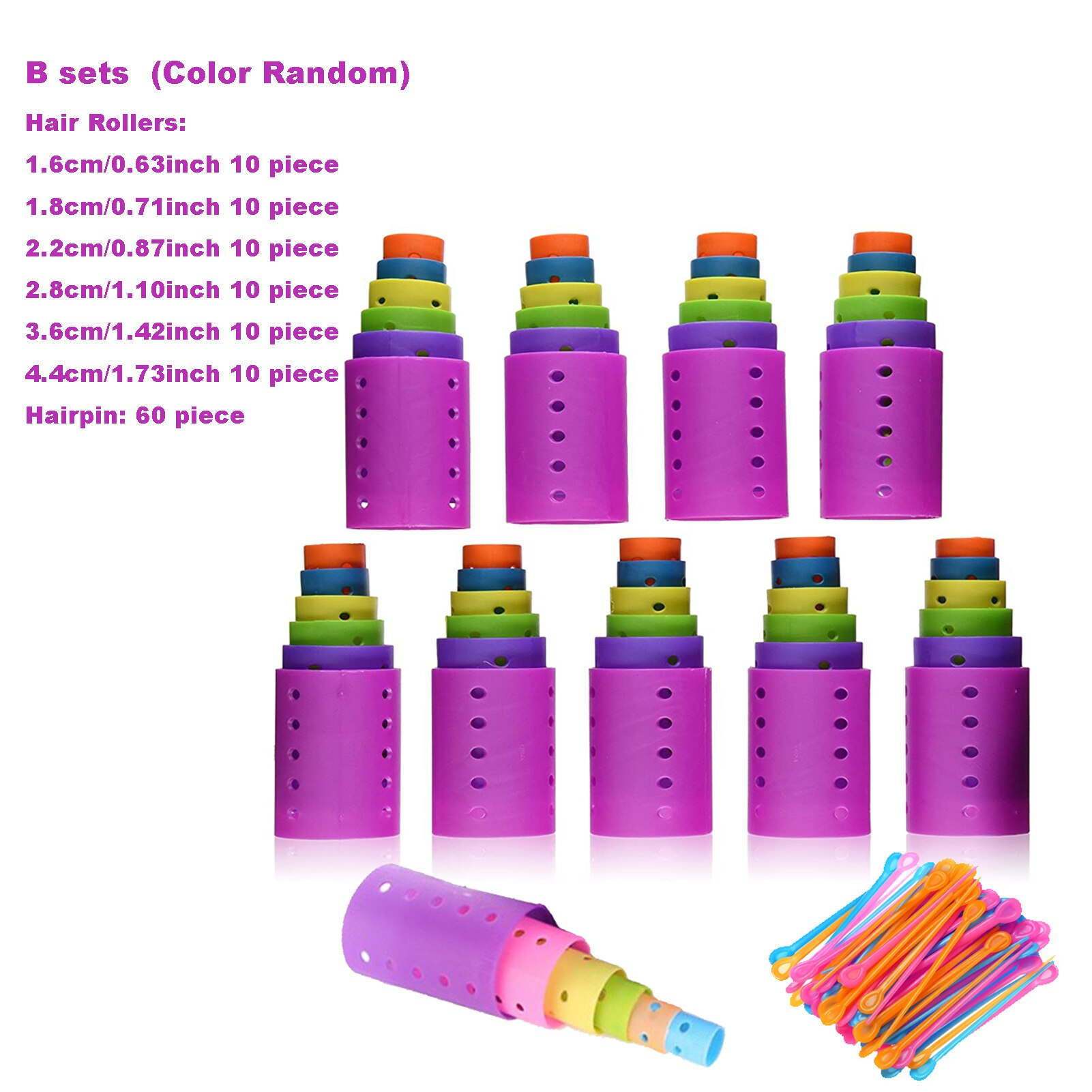 120/142 Pieces Magnetic Hair Rollers Set Smooth Hair Rollers with Duckbill Clips Hairdressing Styling Tool, Random Color 6 Sizes: 120 pcs color random