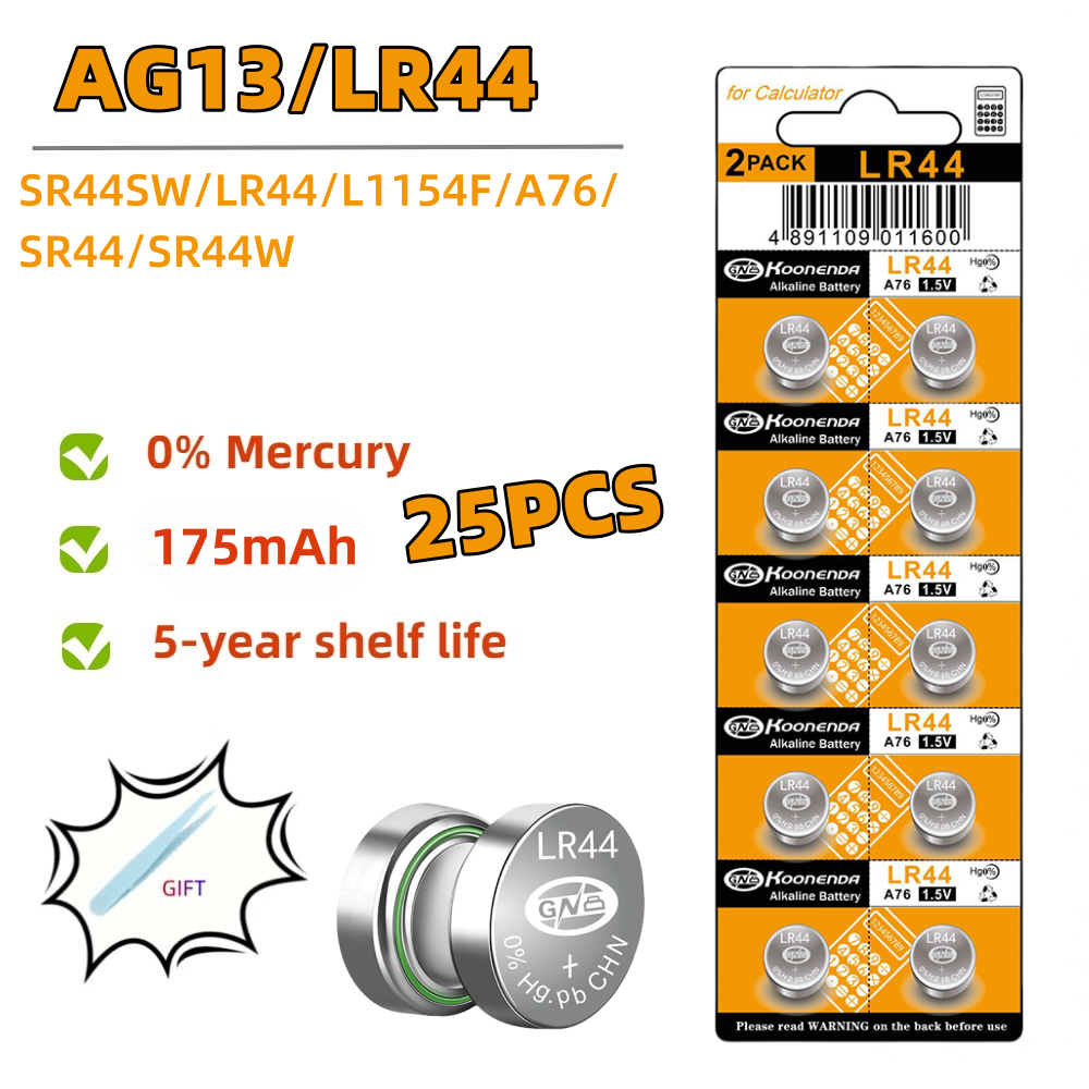 15-45szt 1.55V LR44 Baterie guzikowe LR 44 L1154 RW82 SR1154 SP76 pila SR44 A76 LR1154 GP7 Zegarek na monety Zabawki Zdalna bateria: Złota