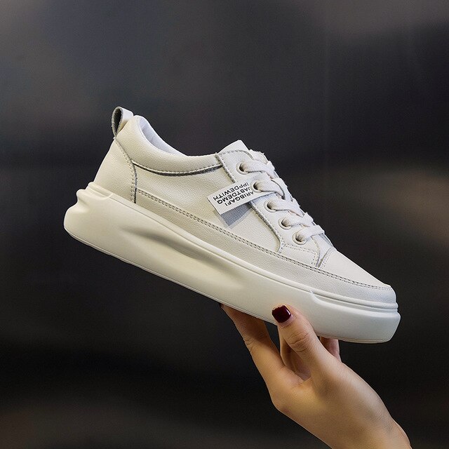 Krokodil Frauen Skateboard Schuhe Sneaker Leder Höer ErhöHenne Flache Schuhe frauen Athletisch Sport Schuhe schuhe aus Weiß: Beige / 35