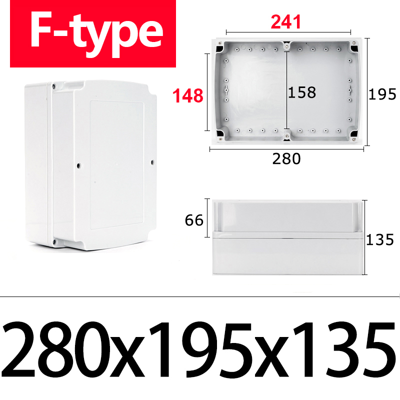 Boîte de jonction étanche ABS de type F, matériau, boîtier en plastique Ip67, coffre-fort électronique pour l'extérieur, boîte de bouton d'alimentation pour moniteur