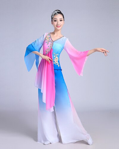 Hanfu – costume national classique hmong, style, vêtements de spectacle sur scène, vêtements de danse: S