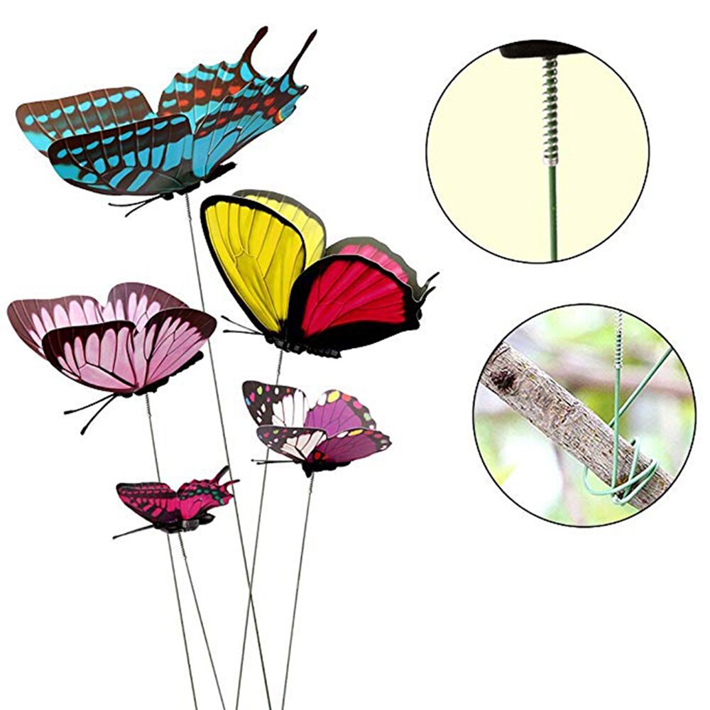 25pcs Butterfly Sticks Stakes 7cm Butterflies on Stick for Yard Planter Flower Pot Garden Decorations (Random Color)