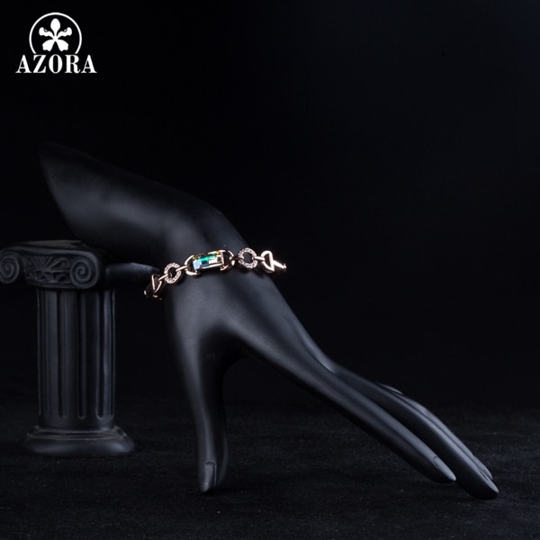 AZORA Rose Goud Kleur DOD Aangesloten Rechthoek Stellux Oostenrijkse Crystal Bangle Armband TB0062