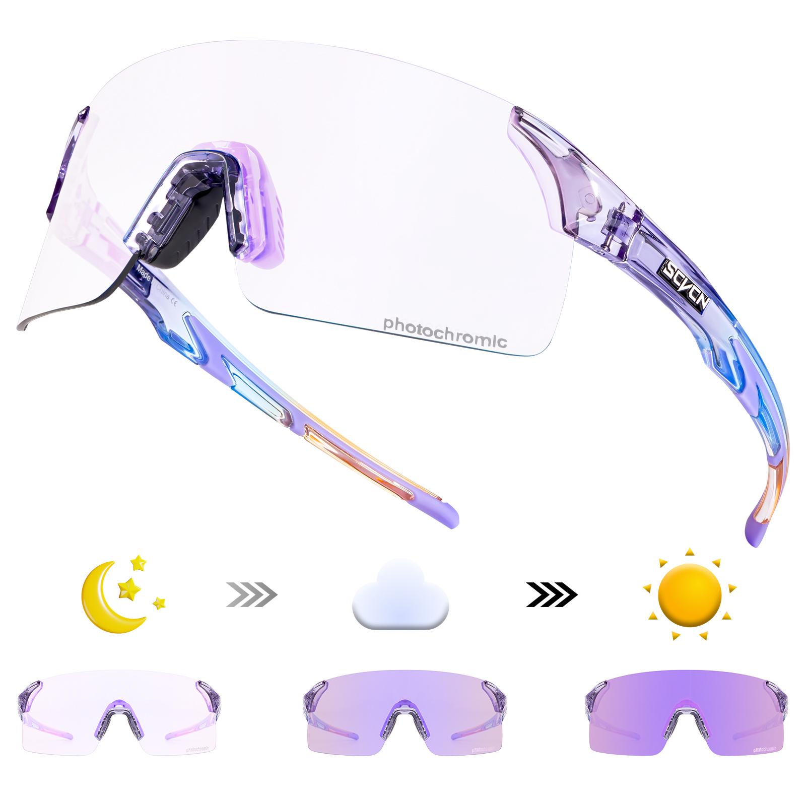 SCVCN Photochromic Cycling Sunglasses UV400 Cycling Glasses Sports Goggles Bicycle Eyewear Sunglasses Outdoor MTB Bike Glasses: green