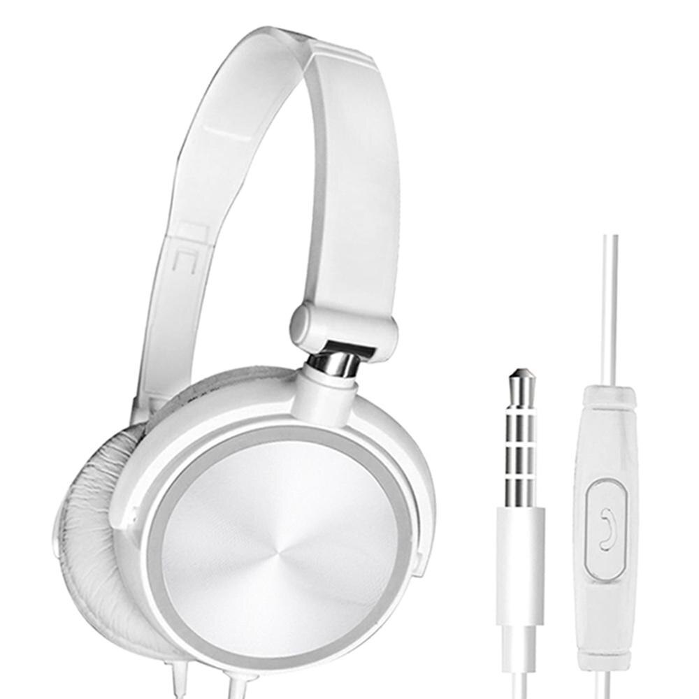 3.5mm Plug Wired On-Ear Headsets Headphone For Laptop Computer PC Phone Tablet Gaming Music Deep Bass Foldable Headphones: white