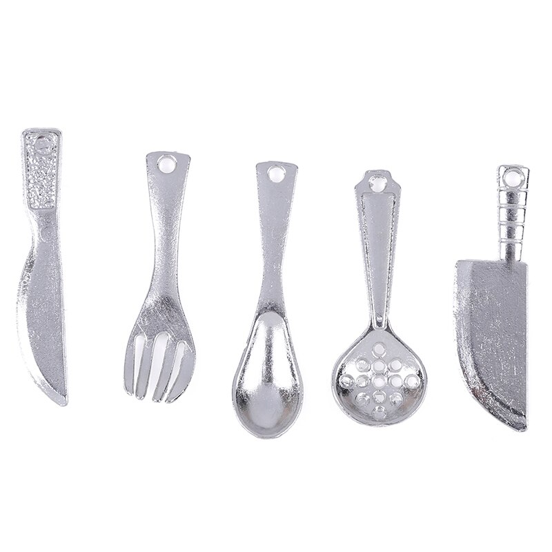 1Set 1:12 Mini Dollhouse Miniatures Tableware Cutlery Knife Fork Spoon Cake Knife Chopping Block Kitchen Food Furniture Toys: 3