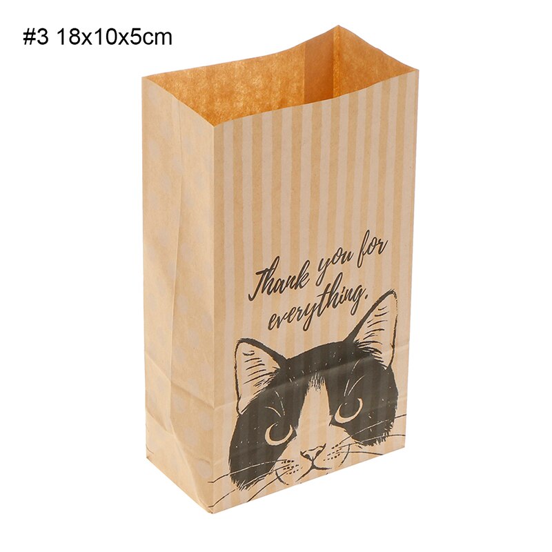 10 stuks verpakking bruiloft thuis feest verjaardag verpakking kattenpatroon kraft papieren zak snoep koekjes kraft papieren zakken: P3