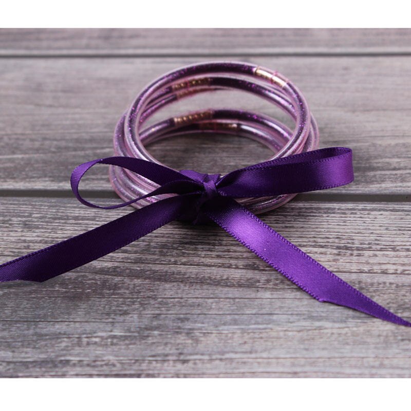 Trendy Jelly Bangle braccialetto di scintillio riempito di Silicone di plastica Bestfriend regali braccialetti d&#39;oro per le donne 5 pz/set gioielli braccialetto: Purple