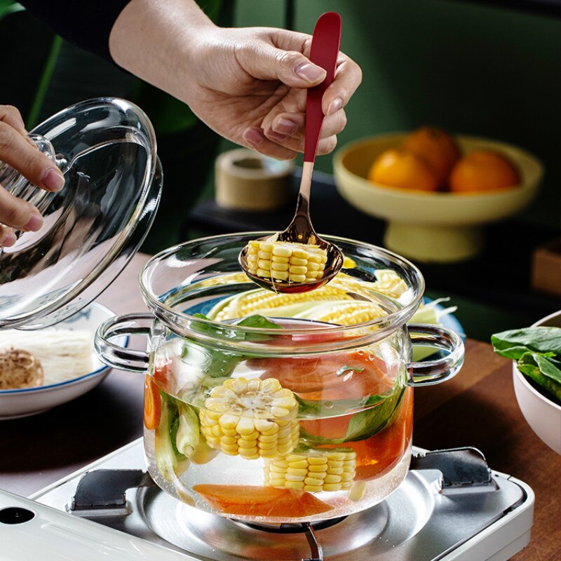 Panela de Sopa-resistente ao Calor de Vidro transparente Tigela De Vidro Com Tampa Macarrão Instantâneo Sopa Pote Utensílios de Cozinha Casa ZM805