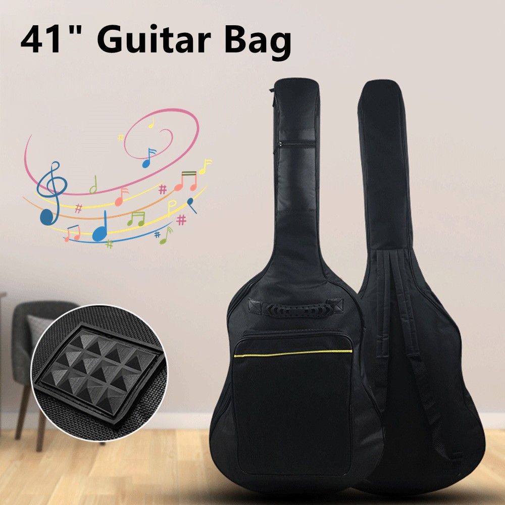 Mochila para guitarra de 41 pulgadas, bolsas impermeables, nailon Oxford con doble correa, funda acolchada para guitarra negra, mochilas para guitarras Gig Bas