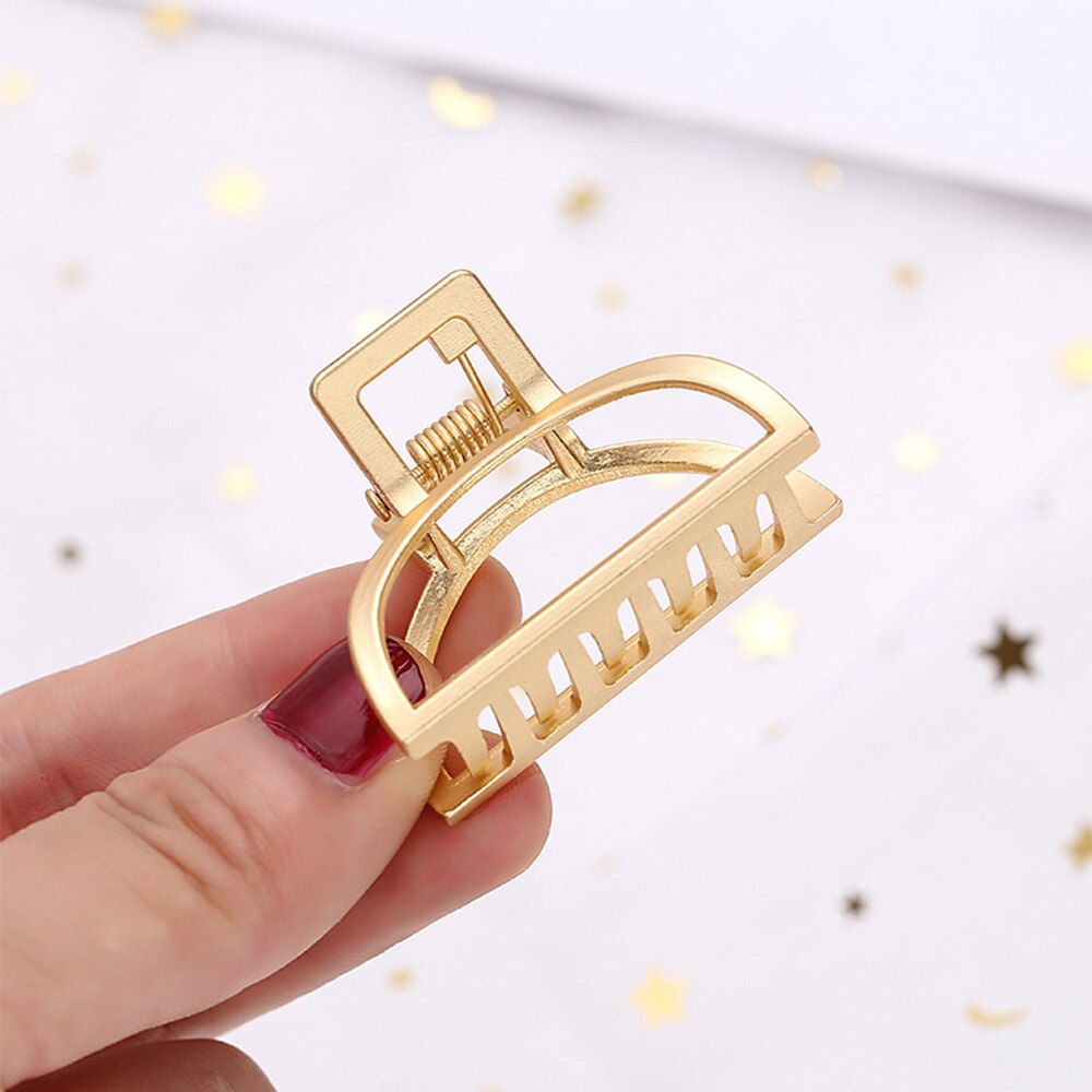 9Styles 2Colors Geometric Hair Claw For Women Girl Clamps Hair Crab Metal Gold Hair Clip Claw Accessories Hairpins Ornament: H gold