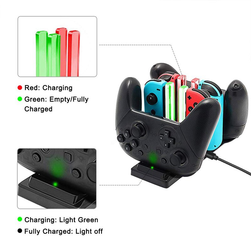 6 in 1 Nintend Switch Joy-Con Charger Stand Charging Dock Station with LED indication For Nintendoswitch Joy-con Controller Hold