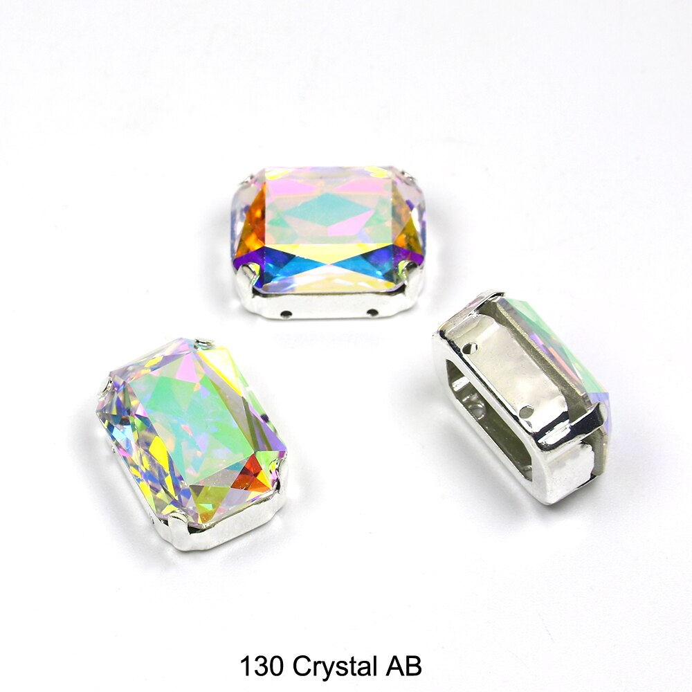 13*18mm 30 rechthoekige kristal naai-op losse platte strass steentjes met klauw naai-strass steentjes voor handwerkkleding: 130