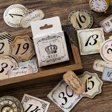 Autocollants Vintage Date en boîte, papier pour Scrapbooking, bricolage bricolage, 45 pièces/lot, scellage, décoration pour Album de mariage, planificateur de numéro rétro, planificateur numérique, @ TZ-64