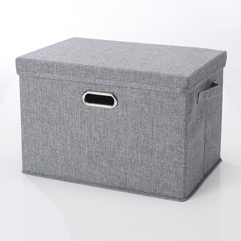 Hopfällbar förvaringsväska tjock mdf med handtag linnefilt täcke garderob tröja organiseringslåda för hem garderob sovrum barn: 37 x 27 x 26cm / Mörkgrå