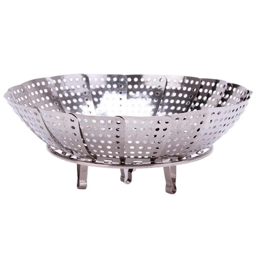 Vaporera de acero inoxidable, estante de vapor, cajón, cocina, tazón de vaporera plegable, cesta vaporera de frutas y verduras