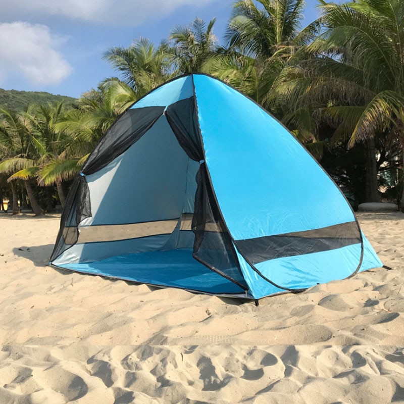 Anti-Muggen Strand Schaduw Tent Met Gaas Uv Bescherming Automatisch Camping Outdoor Draagbare Strand Tent Met Mesh Gordijn