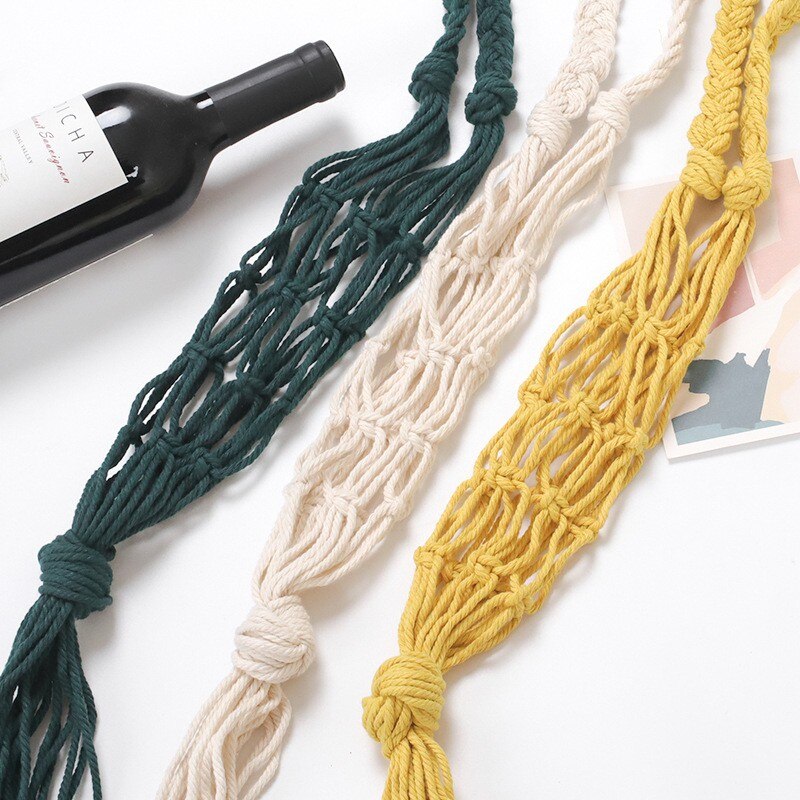 Portabottiglie per vino Macrame portaoggetti Boho per appendere bottiglie tasca a rete in corda intrecciata