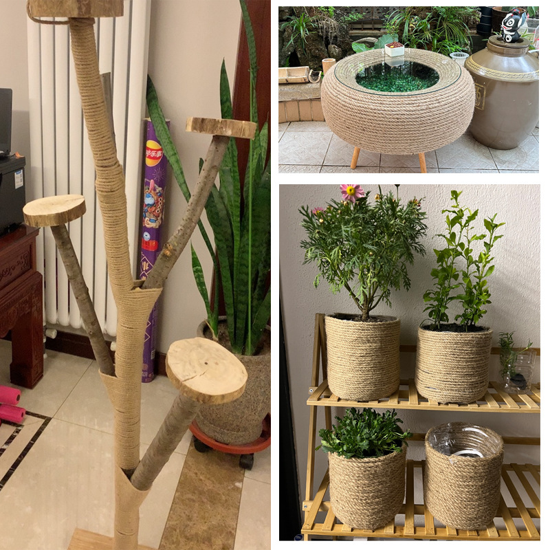 10M Natuurlijke Jute Touw Zware Touw Hennep Gedraaid Koord Macrame String DIY Craft Handgemaakte Decoratie Huisdier Krabben