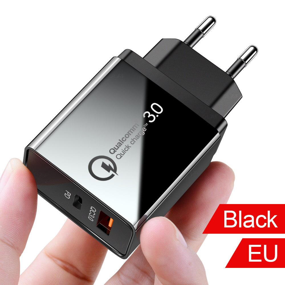 PD 18W USB Typ C handy schnelle Ladegerät Stecker QC 3,0 für iPhone11 Android Ipad Xiaomi Samsung laptop schnell Lade Stecker: EU Black Plug