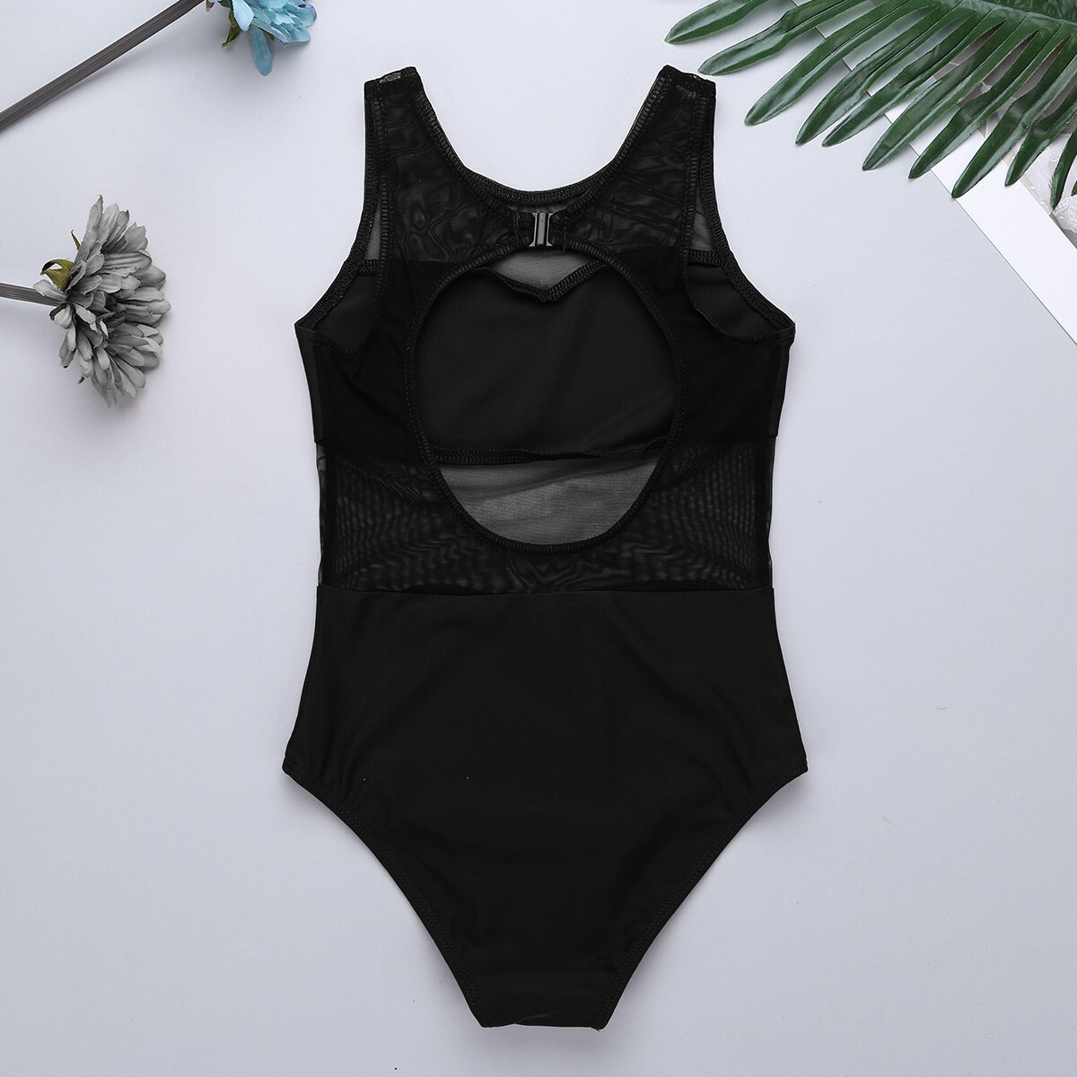 Børn piger krop ballet trikot ballerina fest ærmeløs mesh splejseudskæring ryg pige ballet dans gymnastik trikot jumpsuit